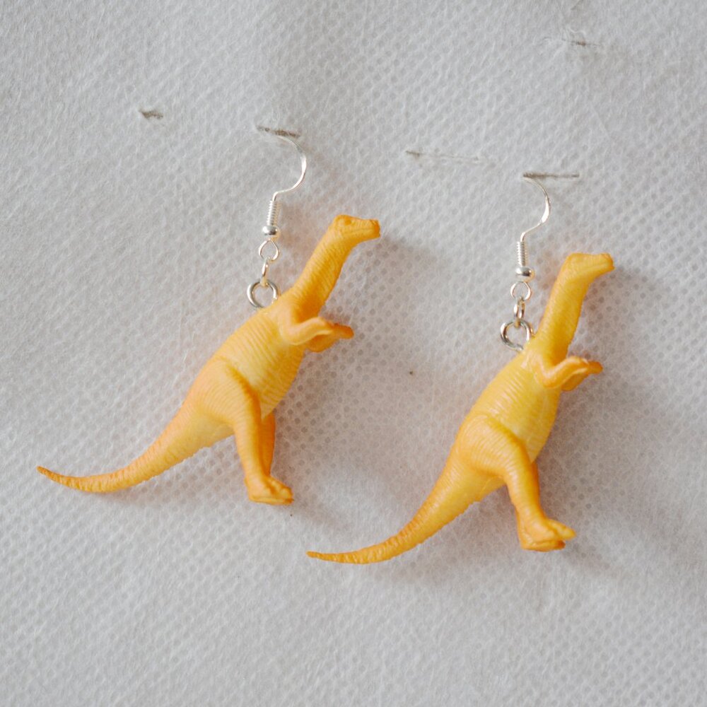 ❤️ Orange Dinosaur Statetement Earrings
